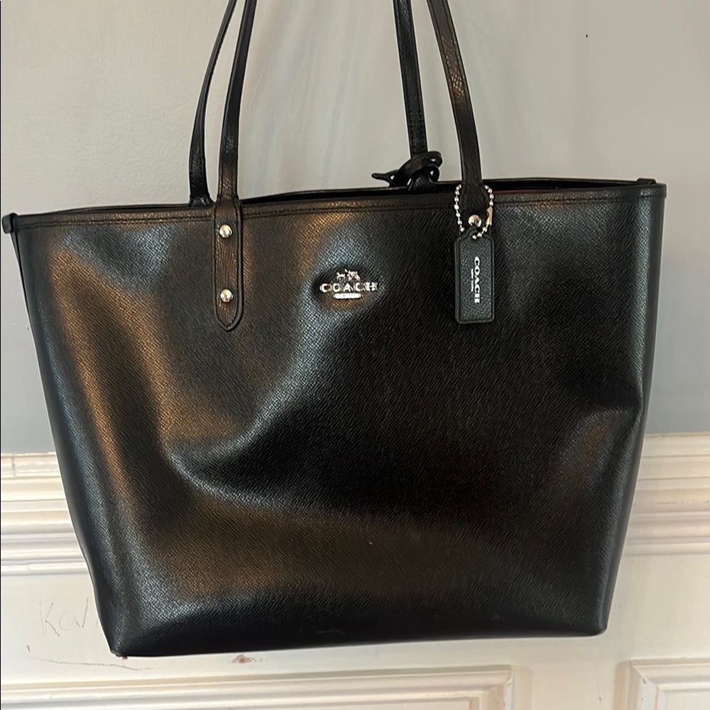 Coach Black Leather Tote Bag